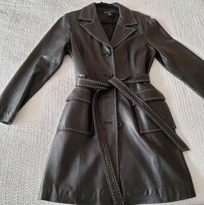 Black Ladies INC Long Leather Trenchcoat